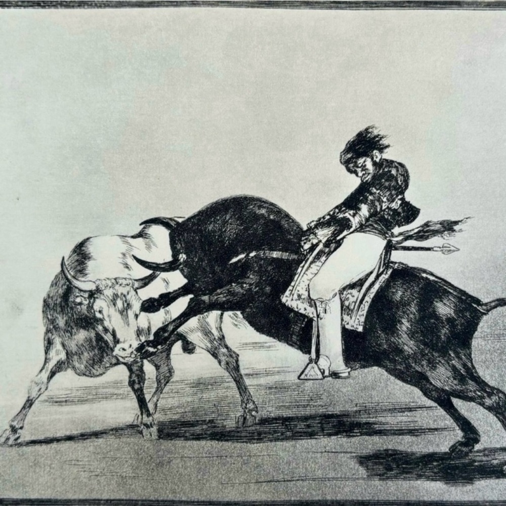 MARIANO CEBALLOS MADRID BULLRING Original Vintage Fine Art GOYA Spain Print 60’s